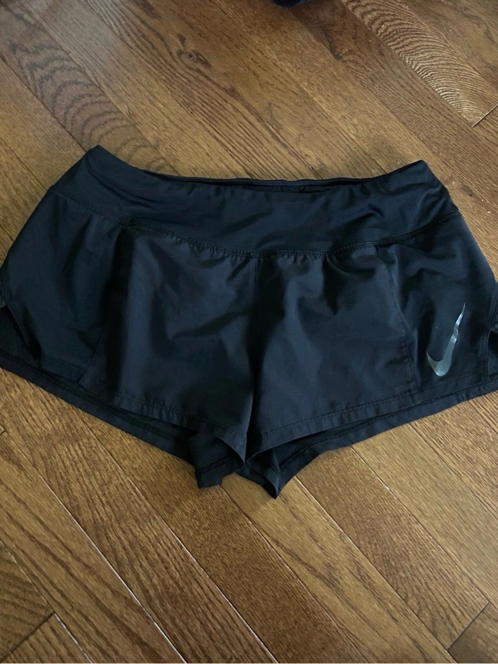 Nike Women's Black Athletic Running Shorts with Reflective Swoosh